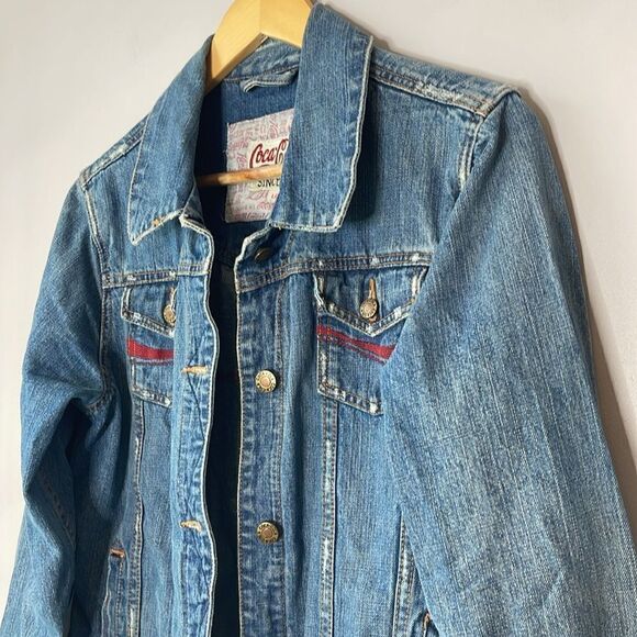 Coca Cola Bedazzled Gem Sparkle Design Denim Jacket - Picture 3 of 9